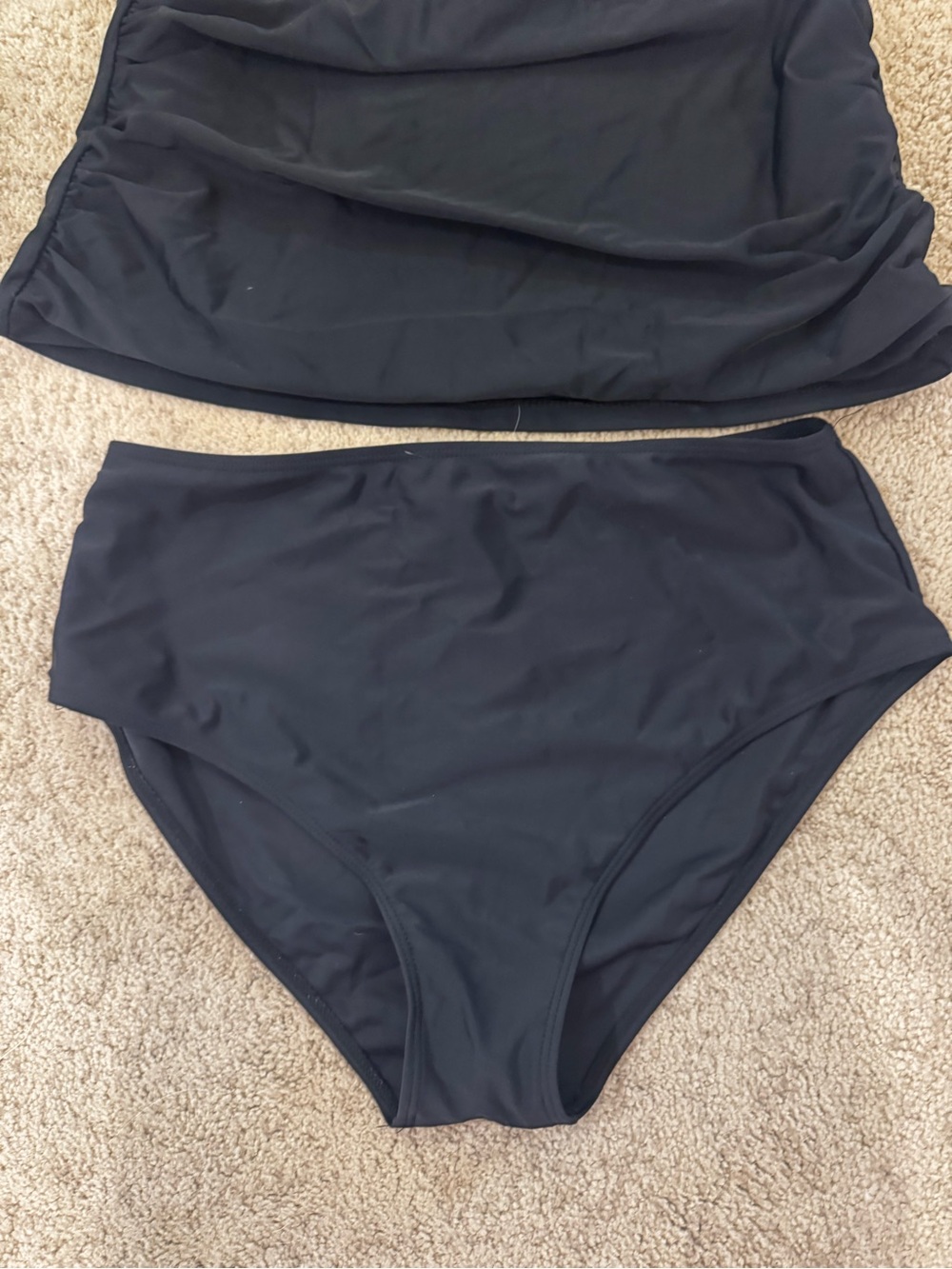 2 Piece Black Ruffle Halter Tankini Set - Picture 6 of 11